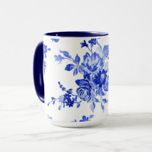 Blommönstret vintage blått mugg