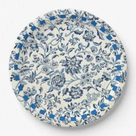 Blommönstret vintage blått och vitt