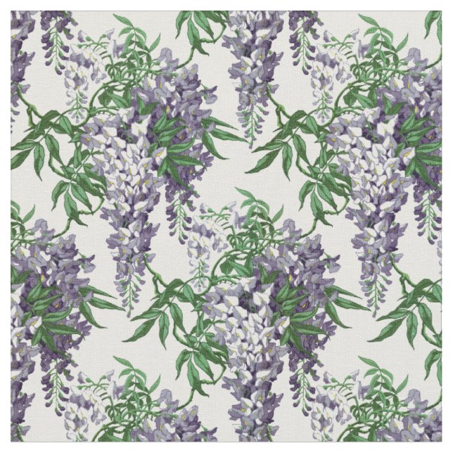 Blommönstret vintage Blue och Lavender Wisteria Tyg (Närbild)