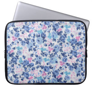Blommönstret vintage Blue Rosa Cute Ro Laptop Fodral