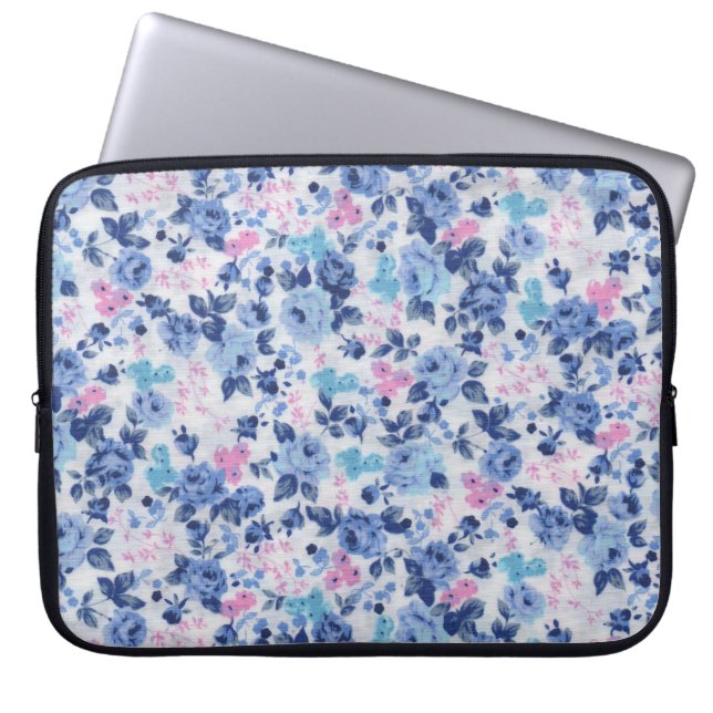 Blommönstret vintage Blue Rosa Cute Ro Laptop Fodral (Framsidan)