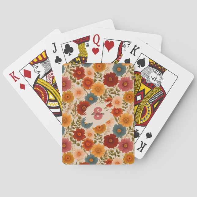 Blommönstret vintage Daisy Casinokort (Baksidan)