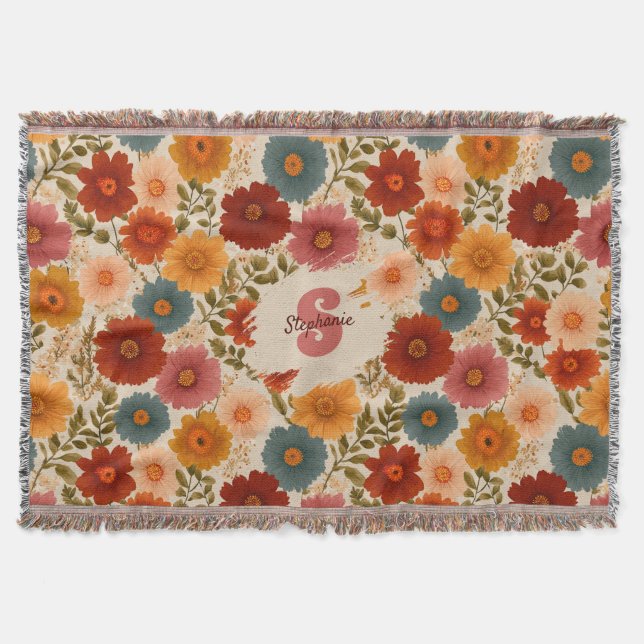 Blommönstret vintage Daisy Filt (Framsidan)