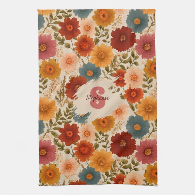 Blommönstret vintage Daisy Kökshandduk (Vertikal)