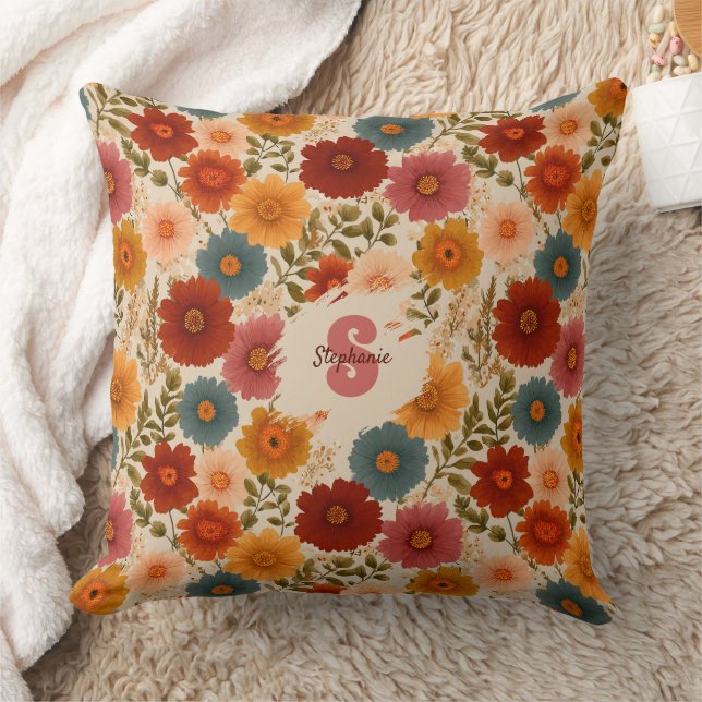 Blommönstret vintage Daisy Kudde (Filt)