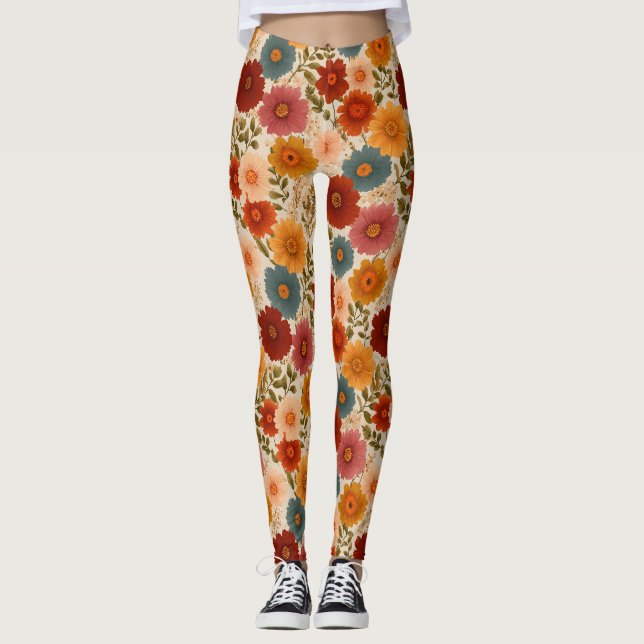 Blommönstret vintage Daisy Leggings (Framsida)