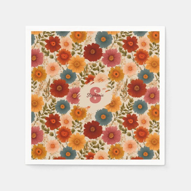 Blommönstret vintage Daisy Pappersservett (Framsidan)