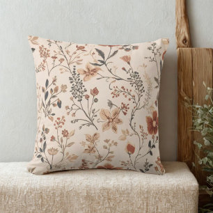 Blommönstret vintage Fall på Cream Rustic Autumn Kudde