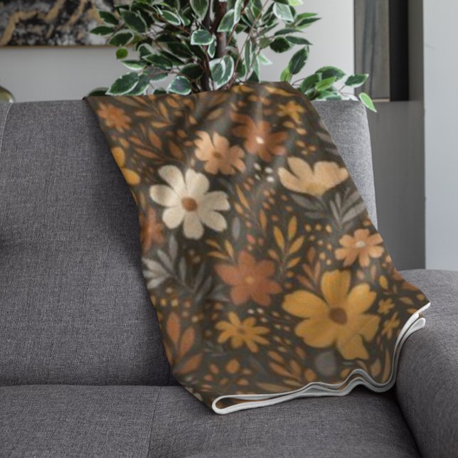 Blommönstret vintage - fallskärm - höstblommor fleecefilt (Skapare uppladdad)
