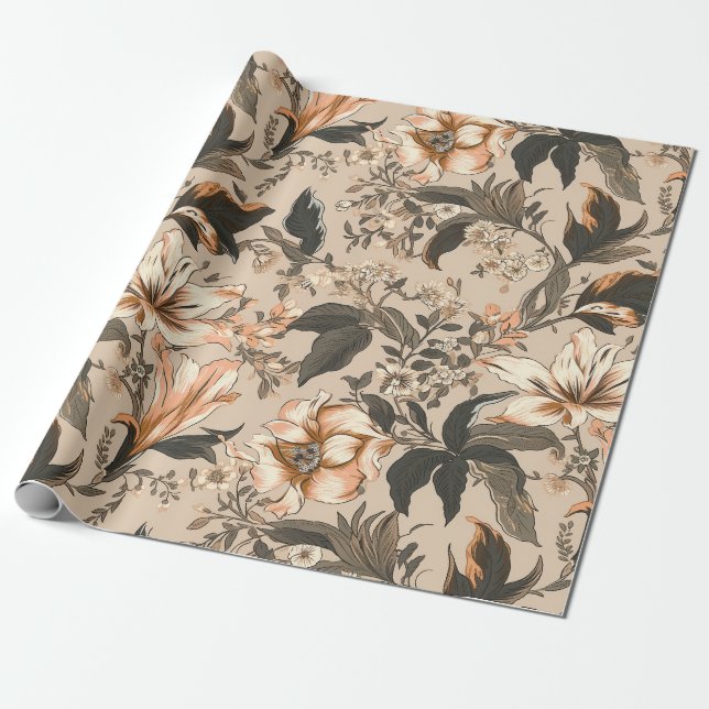 Blommönstret vintage - figursättning Pappert Presentpapper (Utrullad)