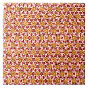 Blommönstret vintage FolkArt Kakelplatta