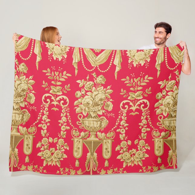 BLOMMÖNSTRET vintage FRANSK ,FLÖDESVAS,RO Fleecefilt (På plats)