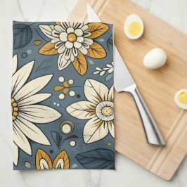 Blommönstret vintage kökshandduk