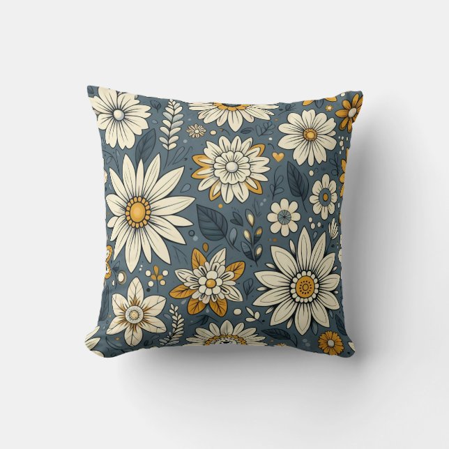 Blommönstret vintage kudde (Framsida)