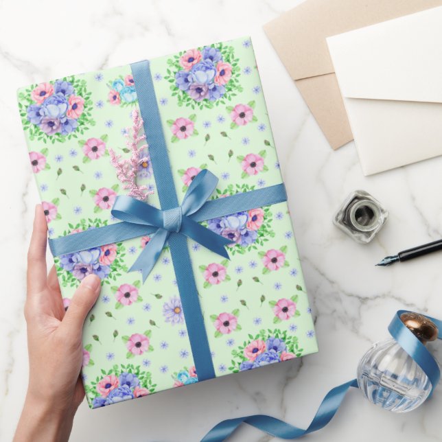 Blommönstret vintage Ljust grönt Presentpapper (Gifting)