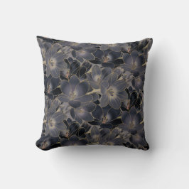Blommönstret vintage, marint blått och rökt Grått Kudde