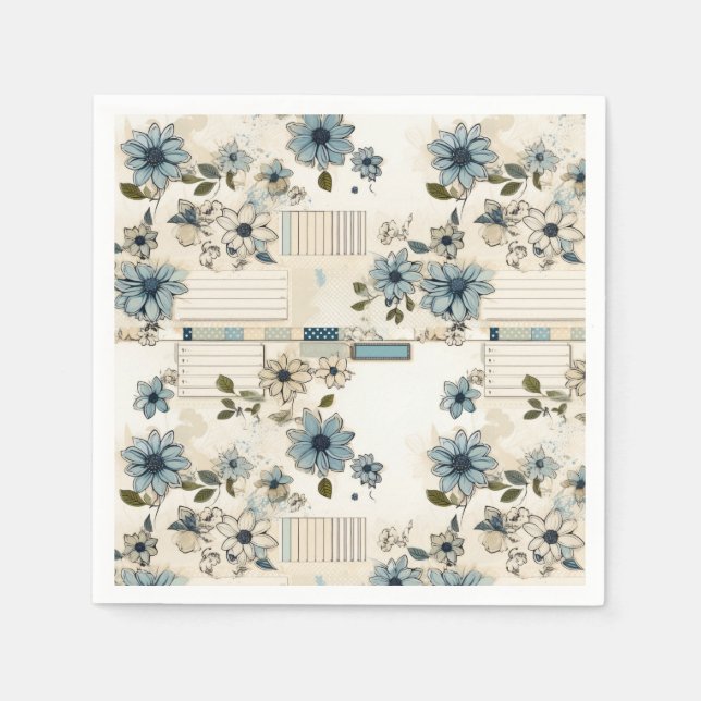 Blommönstret vintage pappersservett (Framsidan)