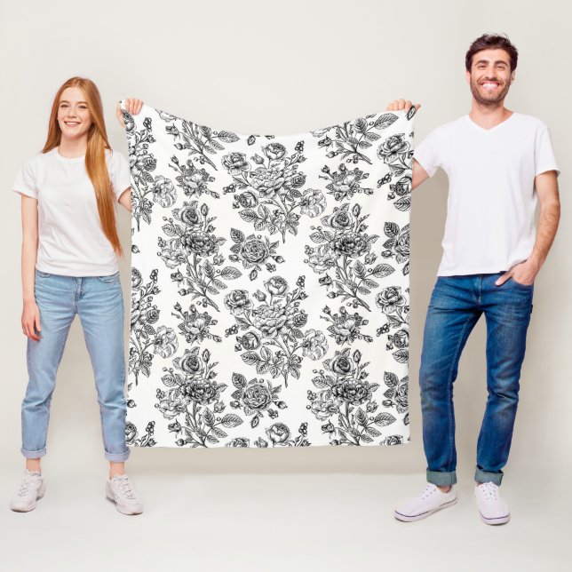 Blommönstret vintage Ro Fleecefilt (På plats)