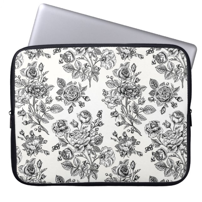 Blommönstret vintage Ro Laptop Fodral (Framsidan)