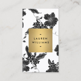 Blommönstret vintage svart, Lodrät Visitkort
