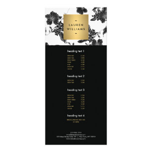 Blommönstret vintage svart reklamkort