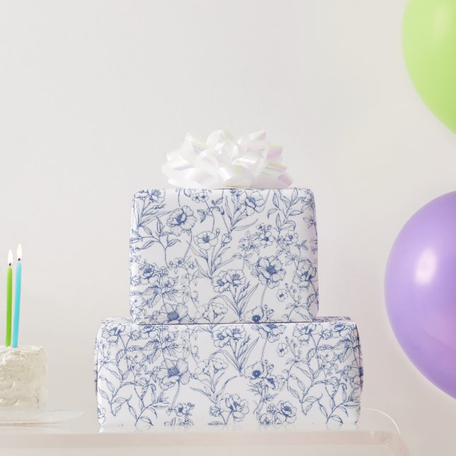Blommönstret vintage Timless Elegance Blue Presentpapper (Festgåvor)