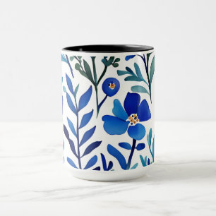 Blommönstret vintage vattenfärg mugg