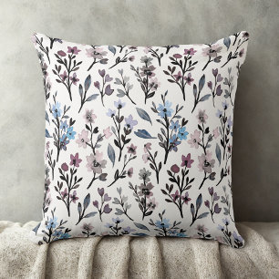 blommönstret vintage vattenfärgsvisblommor kudde