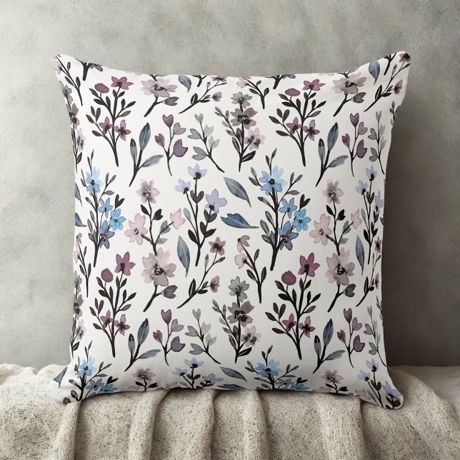blommönstret vintage vattenfärgsvisblommor kudde (Skapare uppladdad)