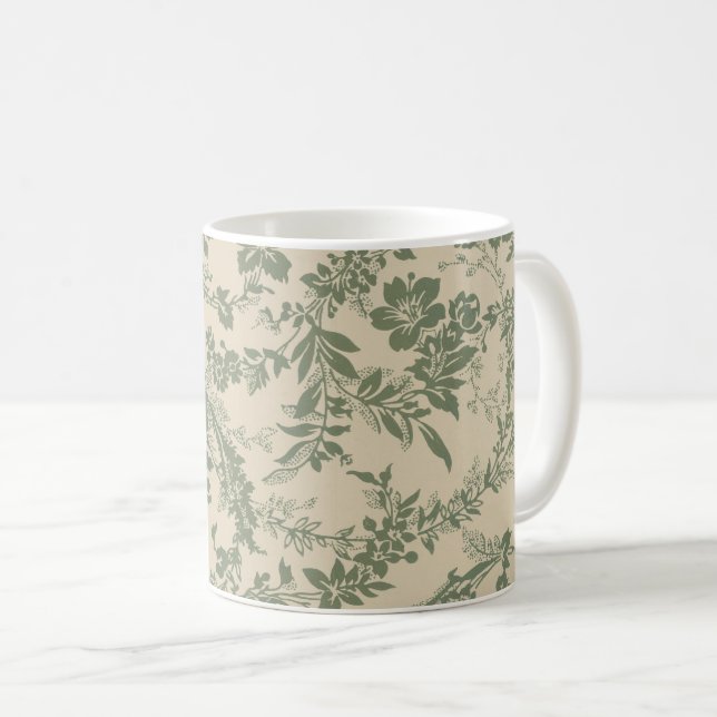 Blommönstret vintage Vibrant Grönt Kaffemugg (Framsida höger)