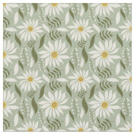 Blommönstret Vit Daisy Mint  Tyg