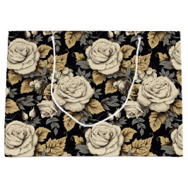 Blommönstret vit ros och Guld Löv