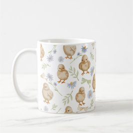 Blommönstret Watercolor Baby Chick Kaffemugg