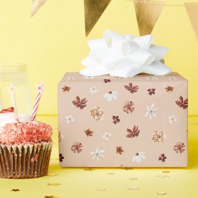 Blommönstret Watercolor Boho Presentpapper (Födelsedagsfest)