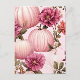 Blommönstret Watercolor Rosa Pumpkin Vykort