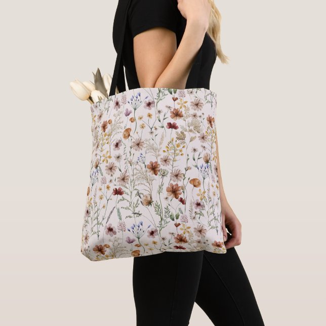Blommönstret Watercolor Tiny Bloom Boho Tygkasse (Närbild)