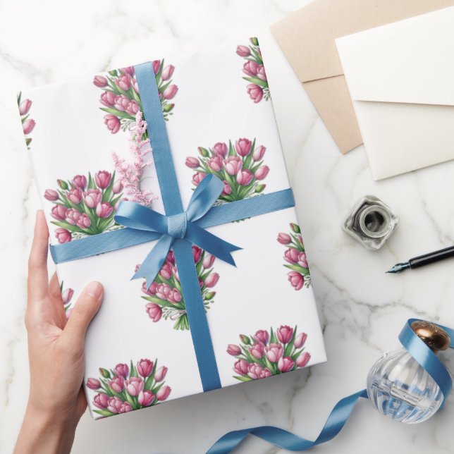 Blommönstret Watercolor Tulip Bouquet Presentpapper (Gåvor)