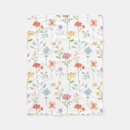 Blommönstret Watercolor Wildblommor Fleecefilt