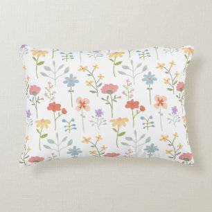 Blommönstret Watercolor Wildblommor Prydnadskudde