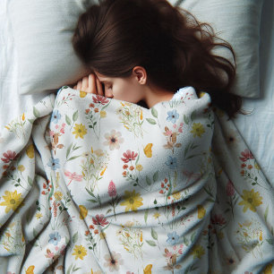 Blommönstret Wildblomma Fleecefilt