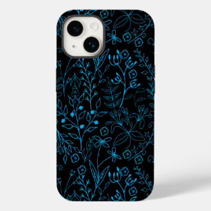 Blommönstrets klassiska enfärgstoner Blue.A07 Blac