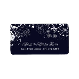 Blommönstrets marin/vit - Adressetiketter