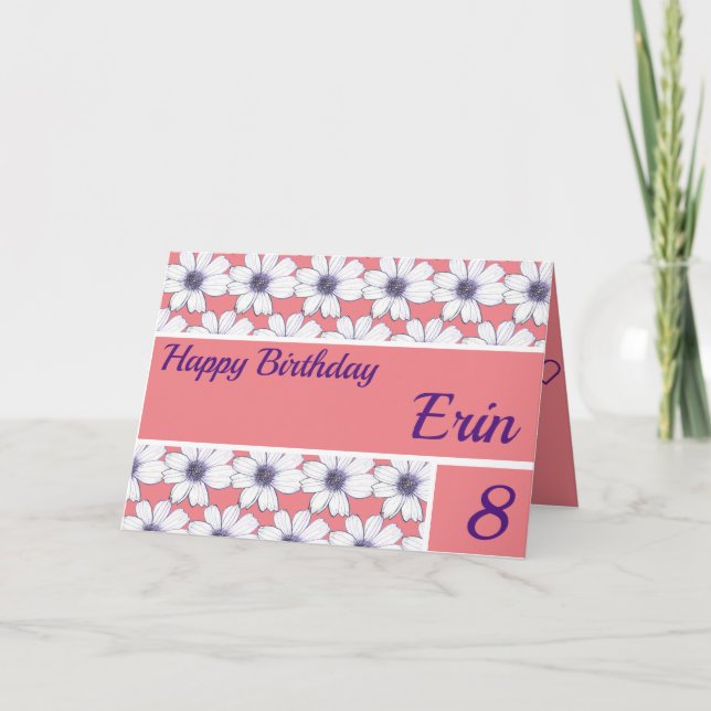 Blommönstrets utformning Rosa födelsedag Kort (Framsida)