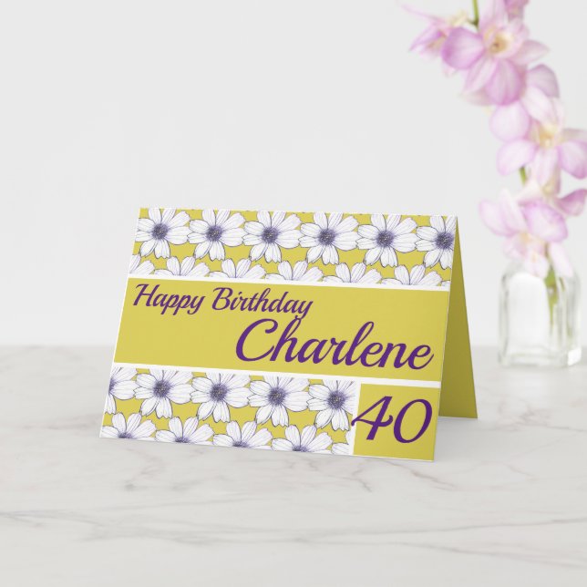 Blommönstrets utformning Senap/Lila födelsedag Kort (Orkide)