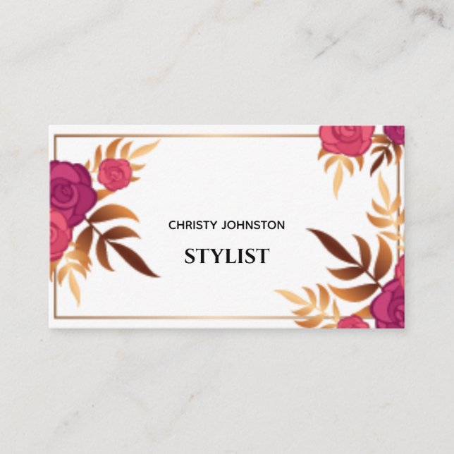 Blommönstrets vattenfärgsmoderna unika trendig visitkort (Framsida)