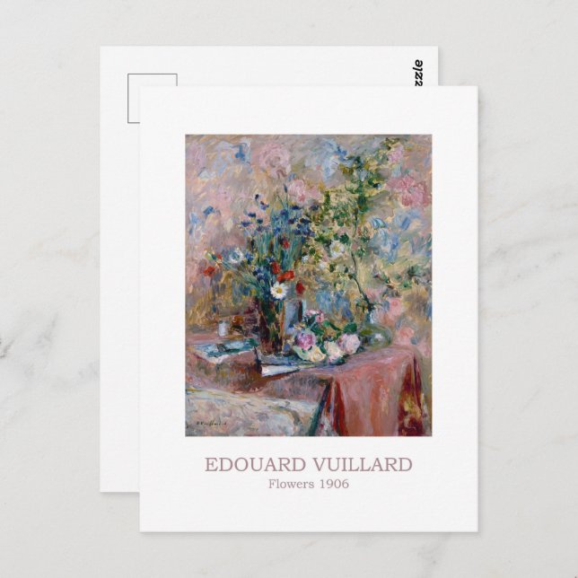 Blommor 1906 av Edouard Vuillard Vykort (Fram/baksida)