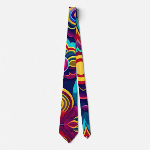 Blommor 3D och Backe Rainbow Mönster Slips