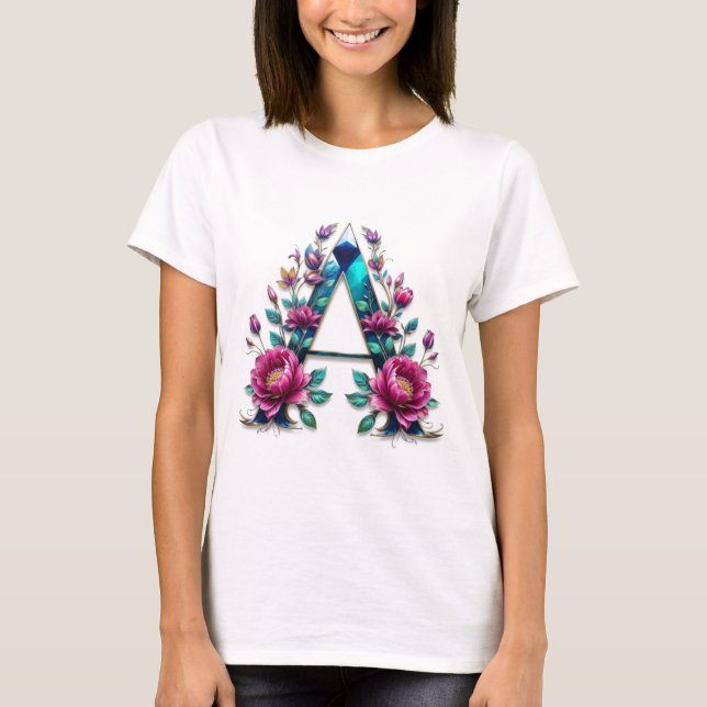 Blommor A - Elegantens Blommigt Inledande T-shirt  (Framsida)