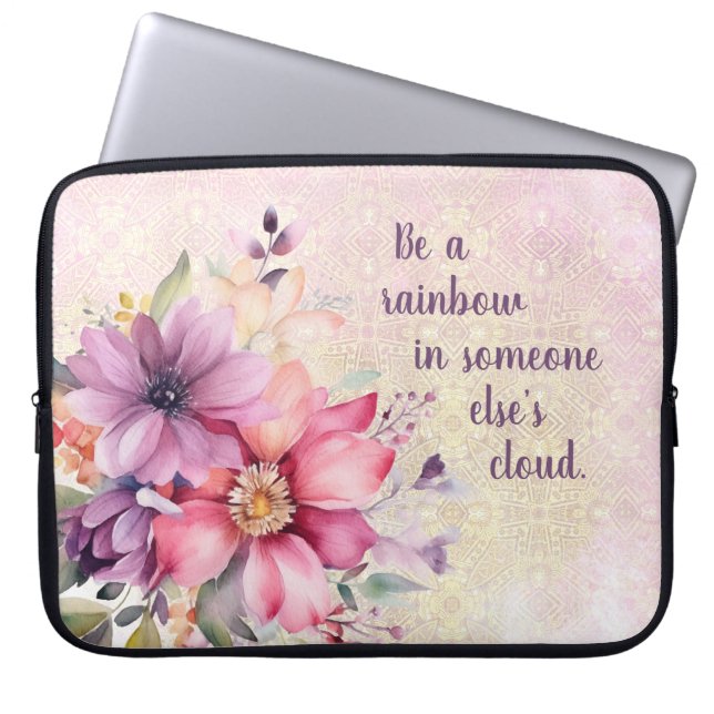 Blommor, abstrakt design, citat Laptop sleeve (Framsidan)