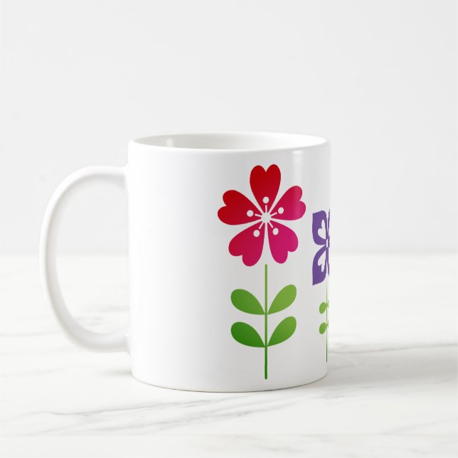 blommor, abstrakt, natur, färgstark kaffemugg (Vänster)